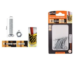 SET 21 PZ VITI VITE TESTA A CROCE TONDA 3X35 MM CON DADI DADO ESAGONALE M3 90957