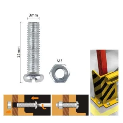 SET 40 PZ VITI VITE TESTA A CROCE TONDA 3X12 MM CON DADI DADO ESAGONALE M3 90952