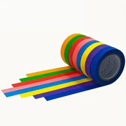 SET 6 ROTOLI NASTRO CARTA GOMMATA COLORATA 25MMX15MT ADESIVO PROTEZIONI PITTURA