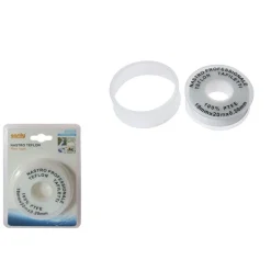 SET 2 ROTOLI NASTRO TEFLON PROFESSIONALE 100% PTFE 19MMX20MTX0.20MM FILETTI 69380