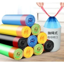 SET 5 ROTOLI 65PZ SACCO PER IMMONDIZIA CON COULISSE 45X50CM COLORATI CHIUSURA AUTOMATICA