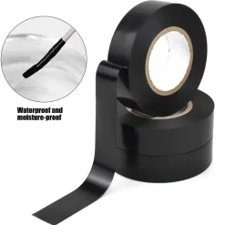 SET 3 ROTOLO NASTRO ISOLANTE ADESIVO NERO IN PVC 19MM PER 20MT AUTOESTINGUENTE