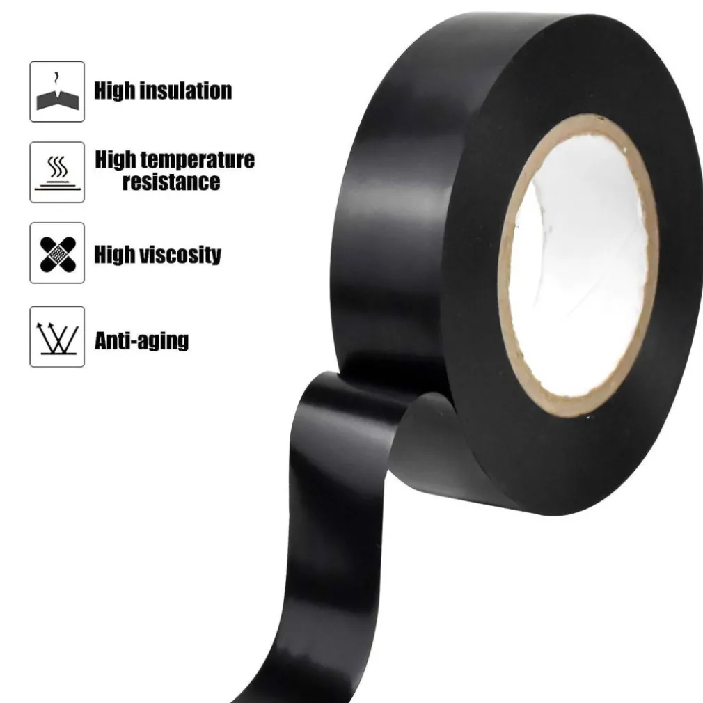 SET 3 ROTOLO NASTRO ISOLANTE ADESIVO NERO IN PVC 19MM PER 20MT AUTOESTINGUENTE