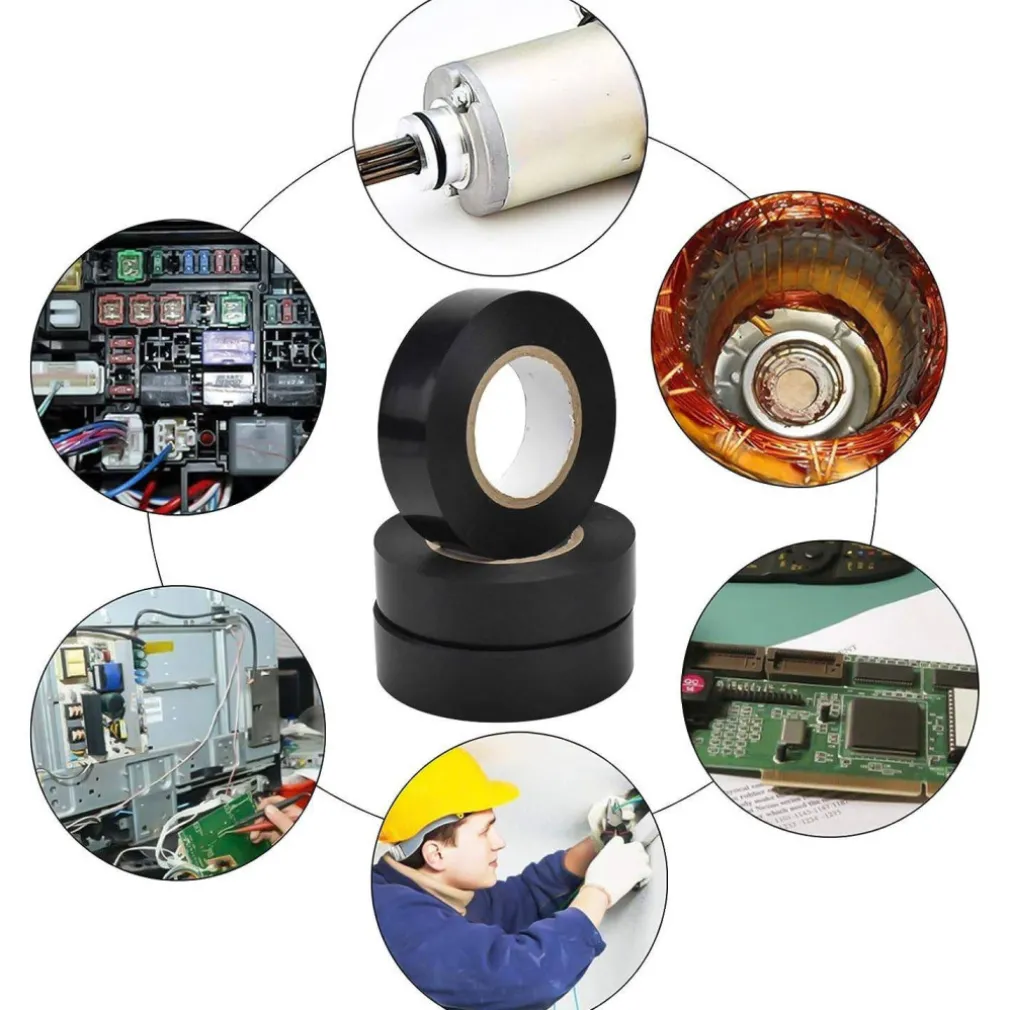 SET 3 ROTOLO NASTRO ISOLANTE ADESIVO NERO IN PVC 19MM PER 20MT AUTOESTINGUENTE