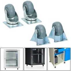 SET 4 RUOTE GIREVOLI MULTIUSO PER MOBILI CARRELLO 5 CM ROTELLE IN GOMMA GRIGIO