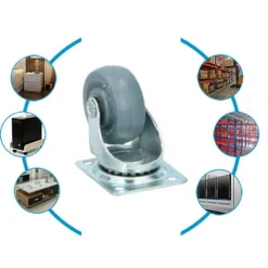 SET 4 RUOTE GIREVOLI MULTIUSO PER MOBILI CARRELLO 5 CM ROTELLE IN GOMMA GRIGIO