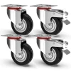 SET 4 RUOTE PIROETTANTI PER CARICHI PESANTI GIREVOLE 360° CON FRENO 125X80X100MM