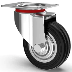 SET 4 RUOTE PIROETTANTI PER CARICHI PESANTI GIREVOLE 360° CON FRENO 125X80X100MM