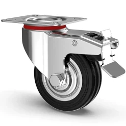 SET 4 RUOTE PIROETTANTI PER CARICHI PESANTI GIREVOLE 360° CON FRENO 125X80X100MM