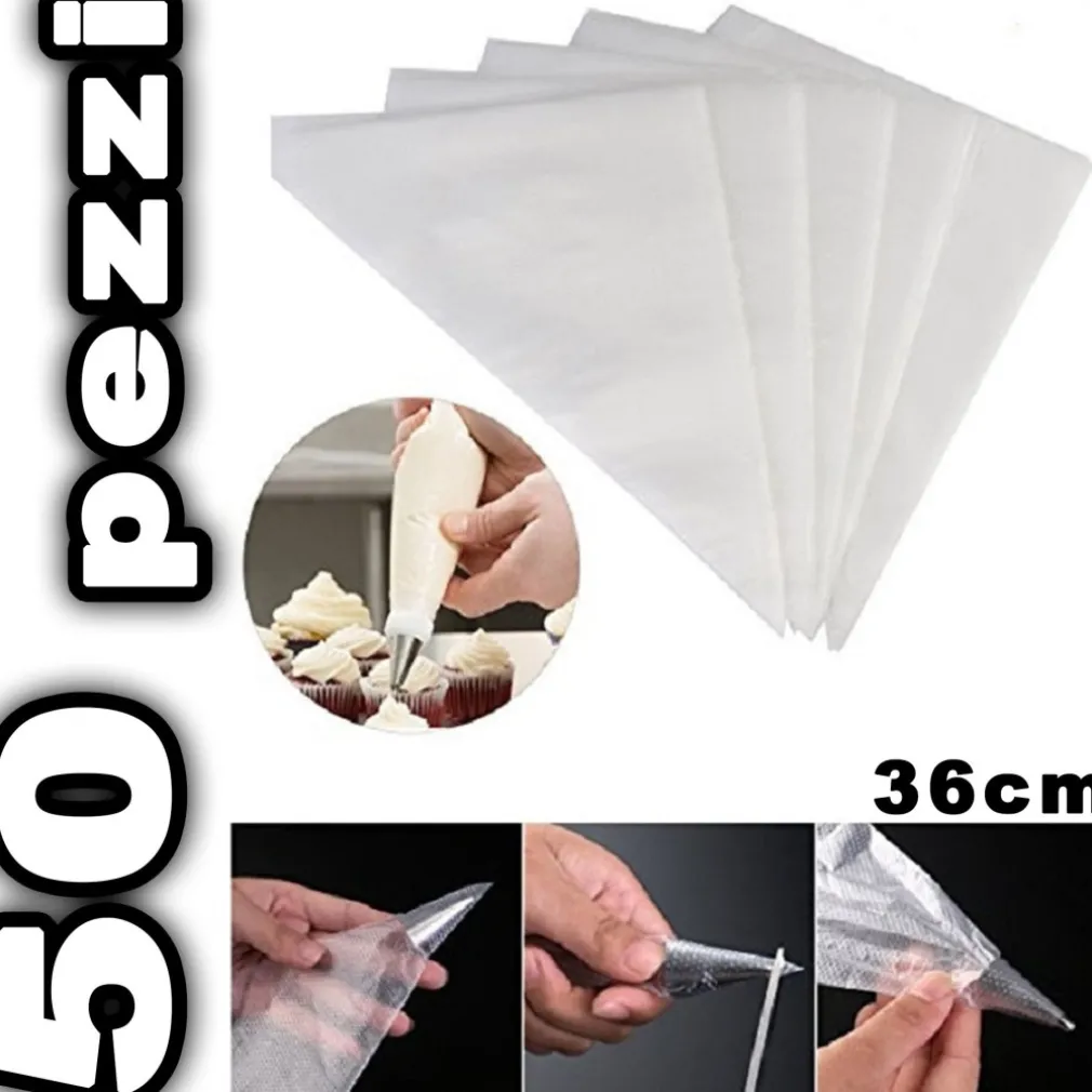 SET 50 SACCAPOCHE MONOUSO SACCA PER PASTICCERIA SAC A POCHE CAKE DESIGN DA 36CM