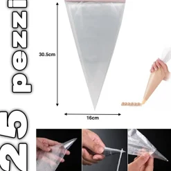 SET 25 SACCAPOCHE SAC A POCHE MONOUSO SACCA PER PASTICCERIA E CAKE DESIGN 30CM