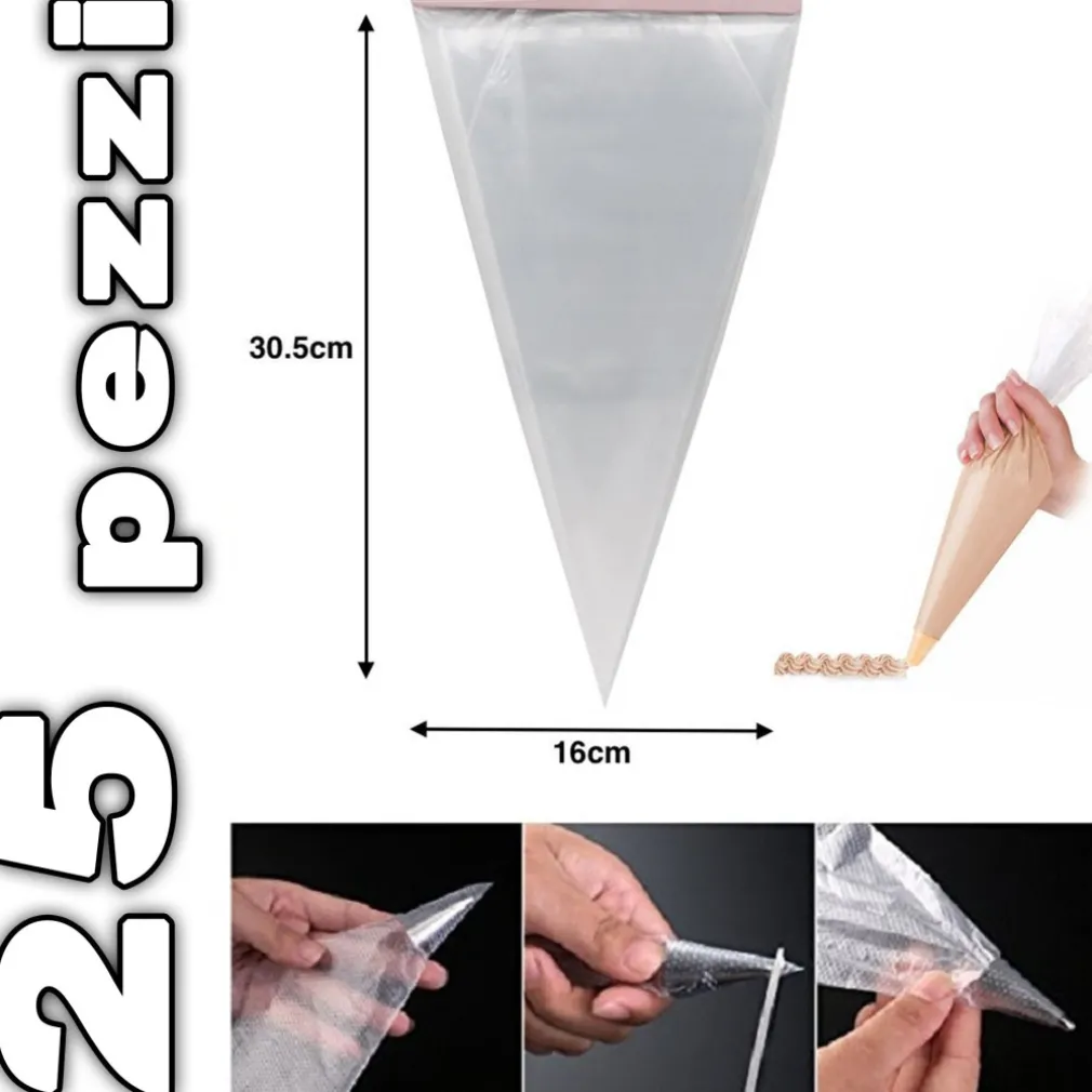 SET 25 SACCAPOCHE SAC A POCHE MONOUSO SACCA PER PASTICCERIA E CAKE DESIGN 30CM