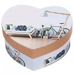 SET 12 SCATOLA BOX CONFEZIONE DA REGALO CON CUORI FANTASIA 11X5.5CM IN CARTONE