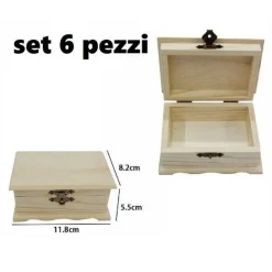 SET 6 SCATOLE BOX ASTUCCIO IN LEGNO DECOUPAGE PORTAGIOIE COFANETTO 53376A