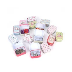 SET 2 SCATOLE IN LATTA 8x5x2CM MINI BARATTOLO SCATOLA THE TE GIOIELLI PILLOLE BOMBONIERA CONFETTI