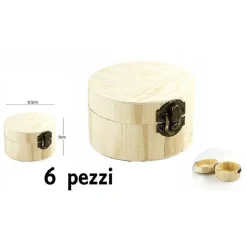 SET 6 SCATOLINE IN LEGNO DECOUPAGE PORTAGIOIE SCATOLA COFANETTO CILINDRICHE
