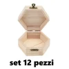 SET 12 SCATOLINE IN LEGNO DECOUPAGE PORTAGIOIE SCATOLA COFANETTO ESAGONALI