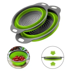 SET 2 SCOLAPASTA CESTELLO IN SILICONE PIEGHEVOLE RIPIEGABILE MULTIUSO 17 E 22 CM