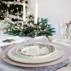 SET 6 SOTTOPIATTI NATALIZI COLORE ARGENTO ADDOBBI NATALIZIO DECORAZIONI NATALE