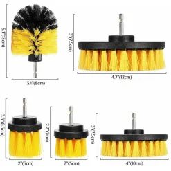 SET 5 SPAZZOLE SPAZZOLA ROTANTE PER TRAPANO PULIZIA CERAMICA FUGHE GRIGLIE
