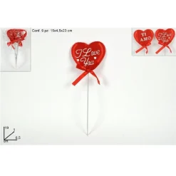 SET 9 SPILLONI CUORI CON FIOCCO I LOVE YOU TI AMO DEDICA SAN VALENTINO 6,5X19X1