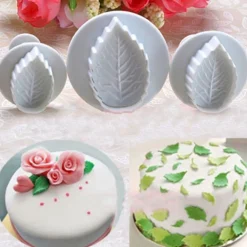 SET 3 STAMPI ESPULSIONE FORMA FOGLIA PASTA ZUCCHERO CAKE DESIGN DECORA DOLCI