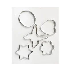 SET 5 STAMPI STAMPINI FORMINE ACCIAIO BISCOTTI PANE DOLCE STELLA FIORE FARFALLA