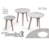 SET 3 TAVOLINI TAVOLO MDF PIEDI LEGNO SALOTTO GIARDINO Ø45-40-30CM TONDI 783944