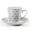SET 6 TAZZINE CAFFÈ + 6 PIATTINI TAZZINA CLASSICO MODERNO BIANCO ELEGANTI 780721