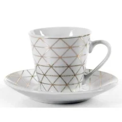 SET 6 TAZZINE CAFFÈ + 6 PIATTINI TAZZINA CLASSICO MODERNO BIANCO ELEGANTI 780721