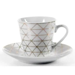 SET 6 TAZZINE CAFFÈ + 6 PIATTINI TAZZINA CLASSICO MODERNO BIANCO ELEGANTI 780721