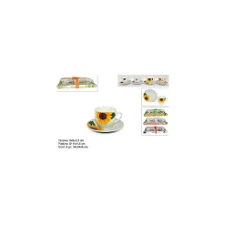 SET 6 TAZZINE DA CAFFè TE CON PIATTINI DECORAZIONE FLOREALE ARREDO CUCINA CASA