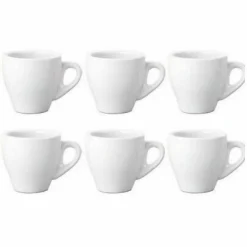 SET 6 TAZZINE SERVIZIO DA CAFFE TAZZINA ALTA IN CERAMICA BIANCA DA CUCINA