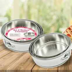 SET 3 TEGLIE TORTIERE DA FORNO TEGLIA TORTIERA A CERNIERA DIAMETRO 22-24-26CM