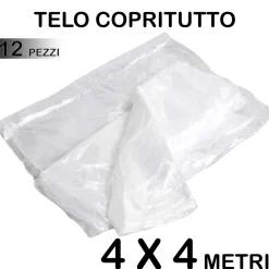 SET 12 TELO COPRITUTTO MULTIUSO PROTEGGE PAVIMENTI MOBILI AUTO SEDIE 4X4M