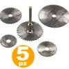 SET ACCESORI 5 DISCHI HSS DENTATI PER MINI TRAPANO DREMEL 2000 RPM PER LEGNO