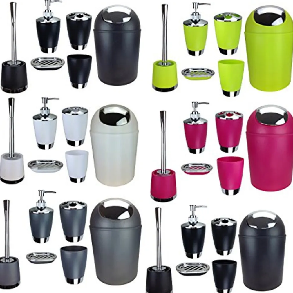 SET ACCESSORI BAGNO PORTA SAPONETTA DISPENSER SAPONE LIQUIDO PORTA SPAZZOLINI