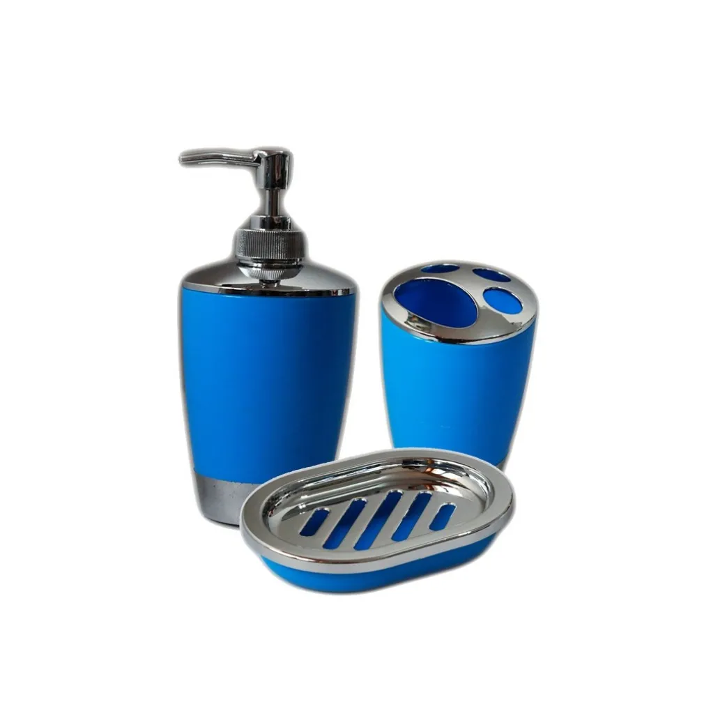 SET ACCESSORI BAGNO PORTA SAPONETTA DISPENSER SAPONE LIQUIDO PORTA SPAZZOLINI