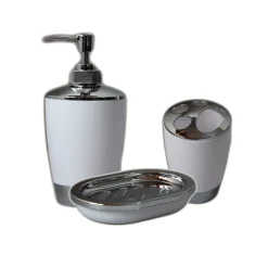 SET ACCESSORI BAGNO PORTA SAPONETTA DISPENSER SAPONE LIQUIDO PORTA SPAZZOLINI