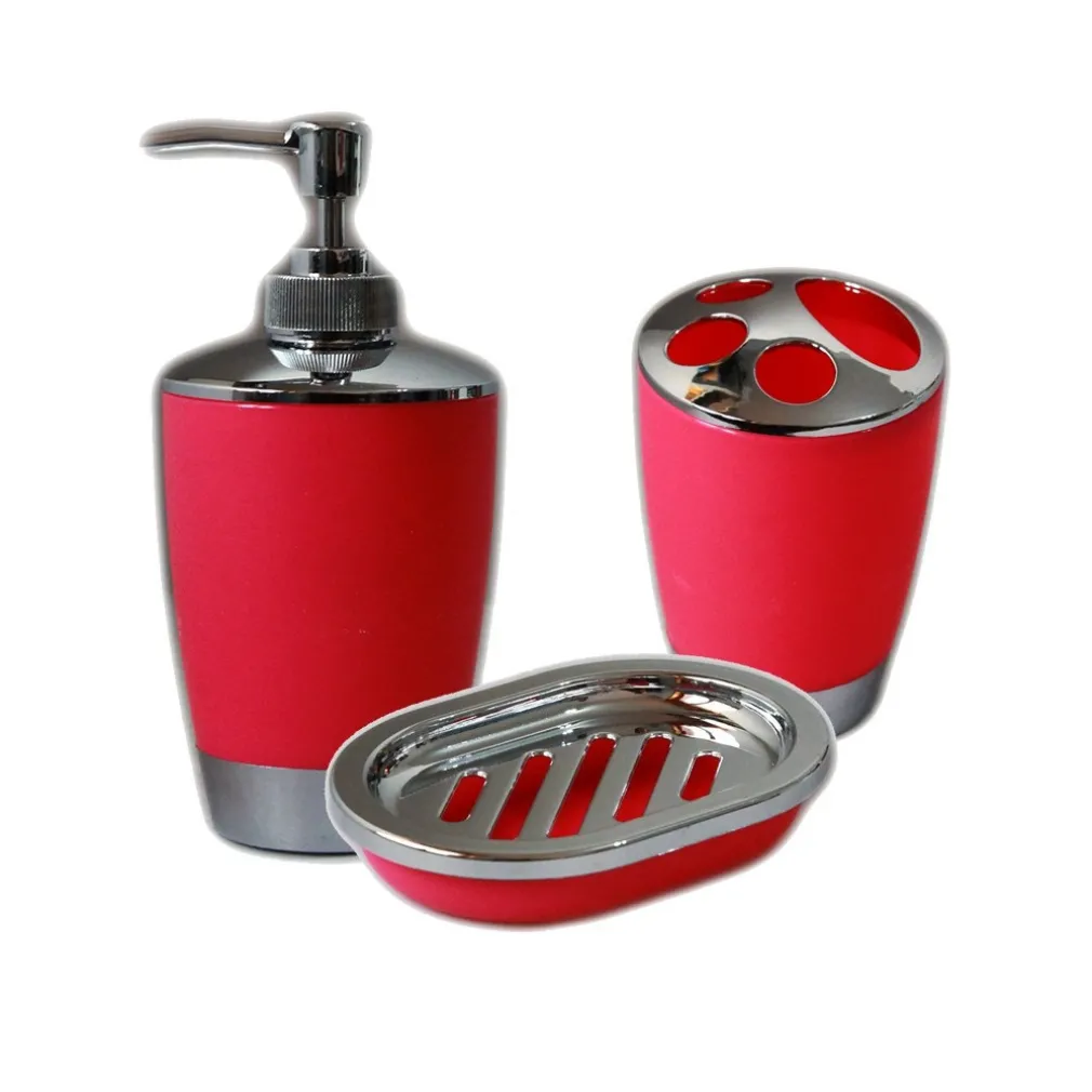 SET ACCESSORI BAGNO PORTA SAPONETTA DISPENSER SAPONE LIQUIDO PORTA SPAZZOLINI