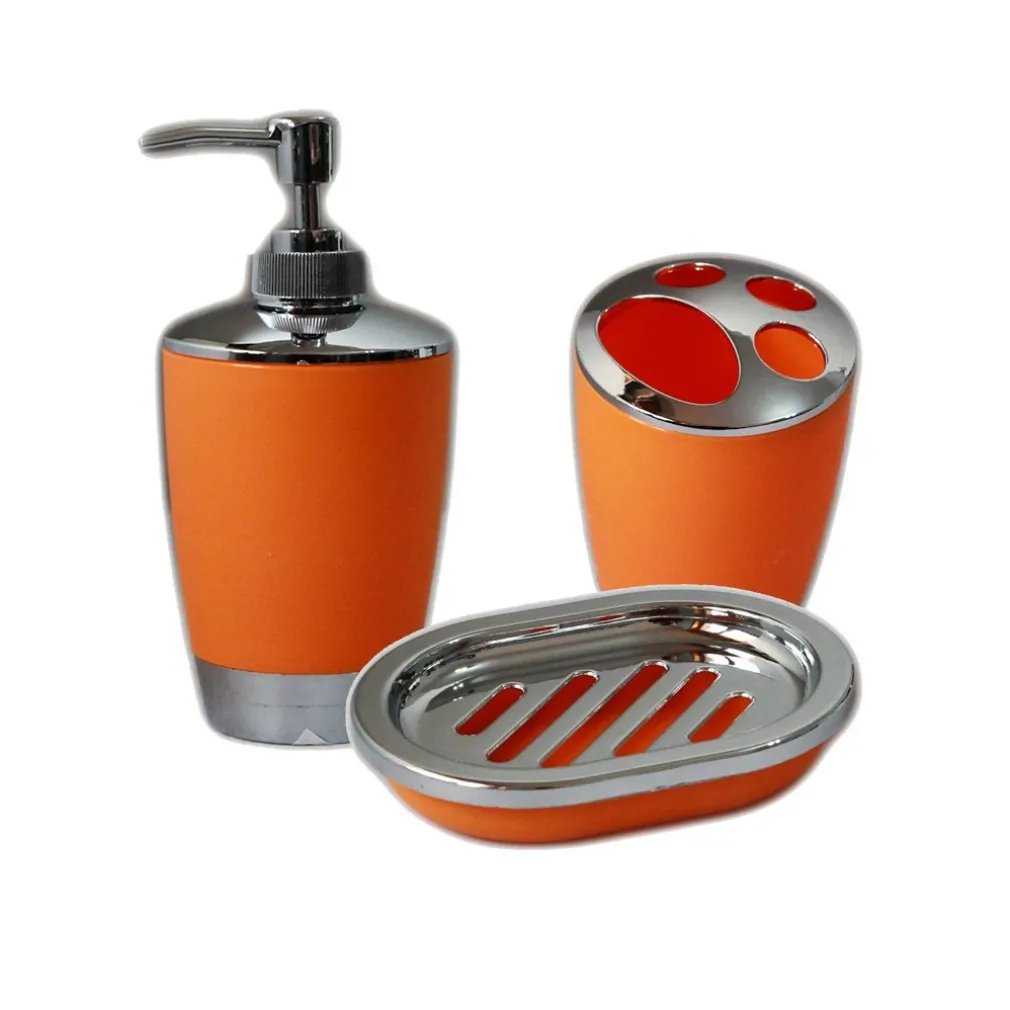 SET ACCESSORI BAGNO PORTA SAPONETTA DISPENSER SAPONE LIQUIDO PORTA SPAZZOLINI