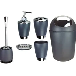 SET ACCESSORI BAGNO PORTA SAPONETTA DISPENSER SAPONE LIQUIDO PORTA SPAZZOLINI