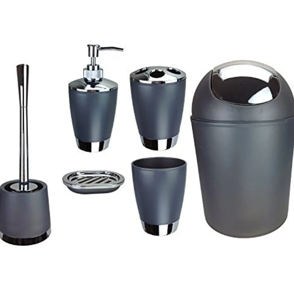 SET ACCESSORI BAGNO PORTA SAPONETTA DISPENSER SAPONE LIQUIDO PORTA SPAZZOLINI