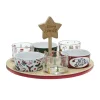 SET ANTIPASTIERA NATALIZIA BASE ROTONDA IN BAMBOO Ø 27 CM CON 6 CIOTOLE ASSORTITE