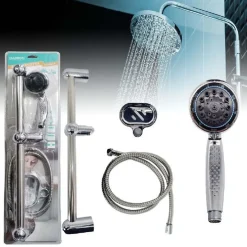 SET ASTA DOCCIA DOCCETTA REGOLABILE 1,5MT TUBO FLESSIBILE CON BARRA BAGNO TX-9219