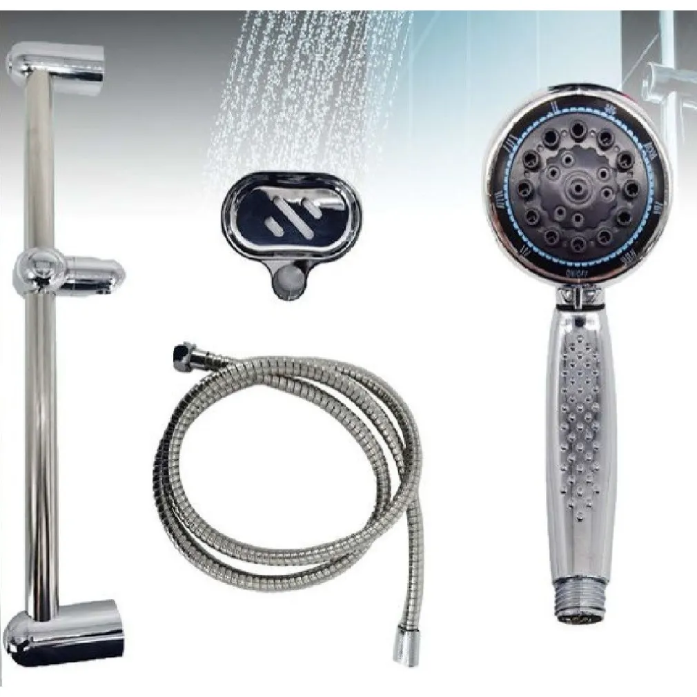 SET ASTA DOCCIA DOCCETTA REGOLABILE 1,5MT TUBO FLESSIBILE CON BARRA BAGNO TX-9219