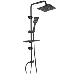 SET ASTA SALISCENDI NERA COLONNA DOCCIA CON SOFFIONE FISSO DOCCETTA 87126 BAGNO