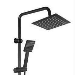 SET ASTA SALISCENDI NERA COLONNA DOCCIA CON SOFFIONE FISSO DOCCETTA 87126 BAGNO