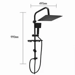 SET ASTA SALISCENDI NERA COLONNA DOCCIA CON SOFFIONE FISSO DOCCETTA 87126 BAGNO