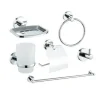 SET BAGNO 6ACCESSORI CROMATO PORTA ASCIUGAMANO ROTOLO BICCHIERE SPAZZOLINO 59682